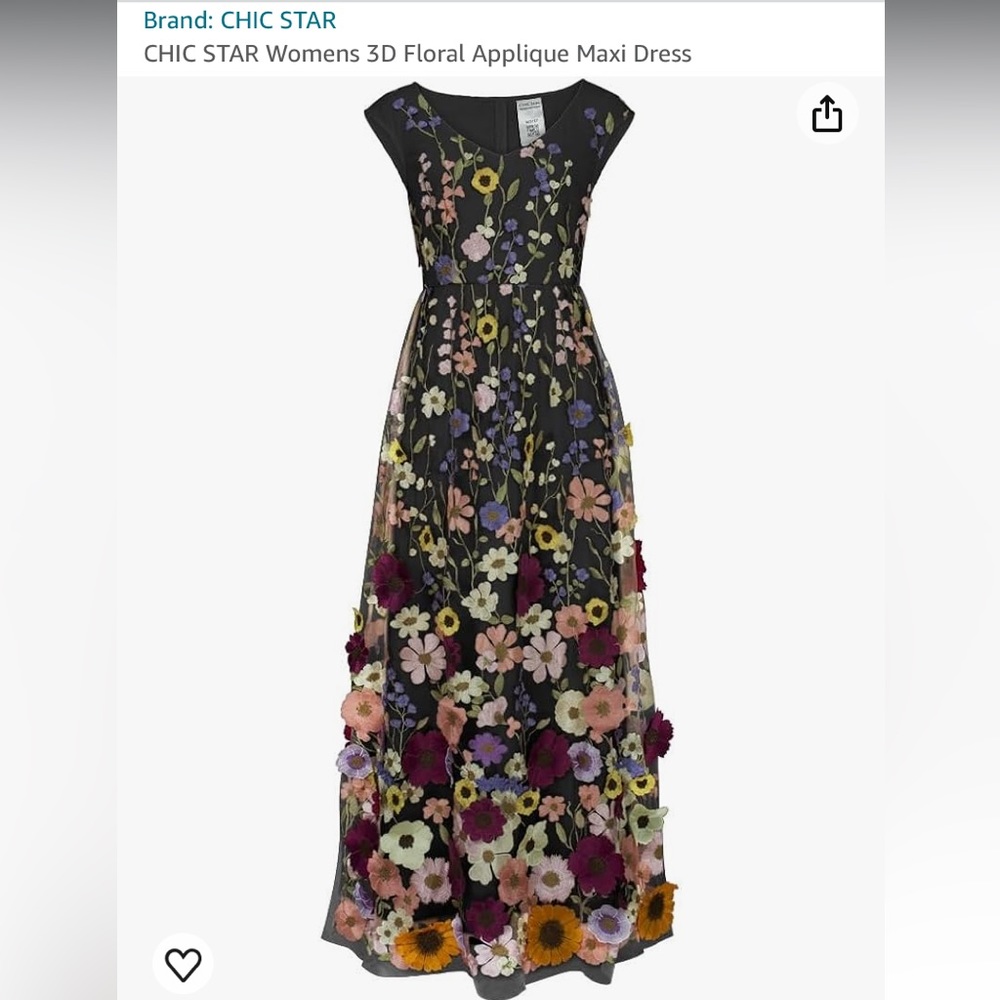 Floral Appliqué Formal Maxi Dress